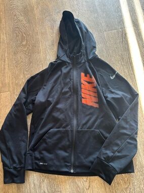 Nike Black Hooded Performance Jacket with Orange NIKE Script